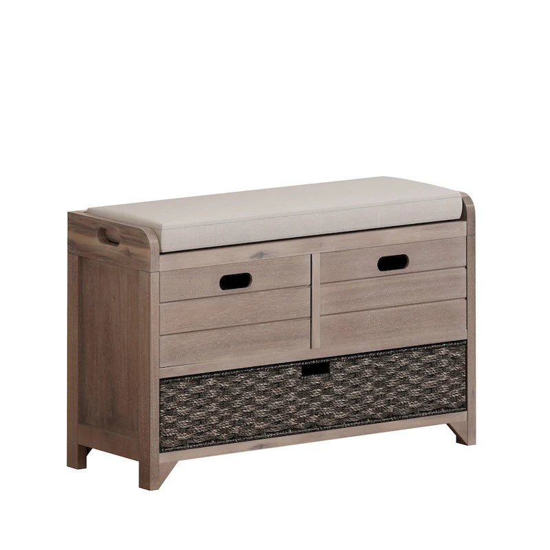 Storage Bench with Removable Basket and 2 Drawers
