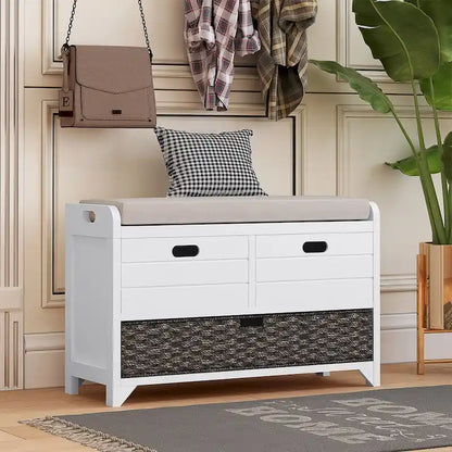Storage Bench with Removable Basket and 2 Drawers