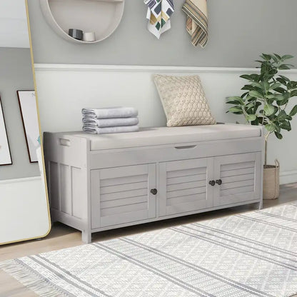 Storage Bench with 3 Shutter-shaped Doors