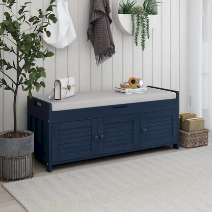 Storage Bench with 3 Shutter-shaped Doors