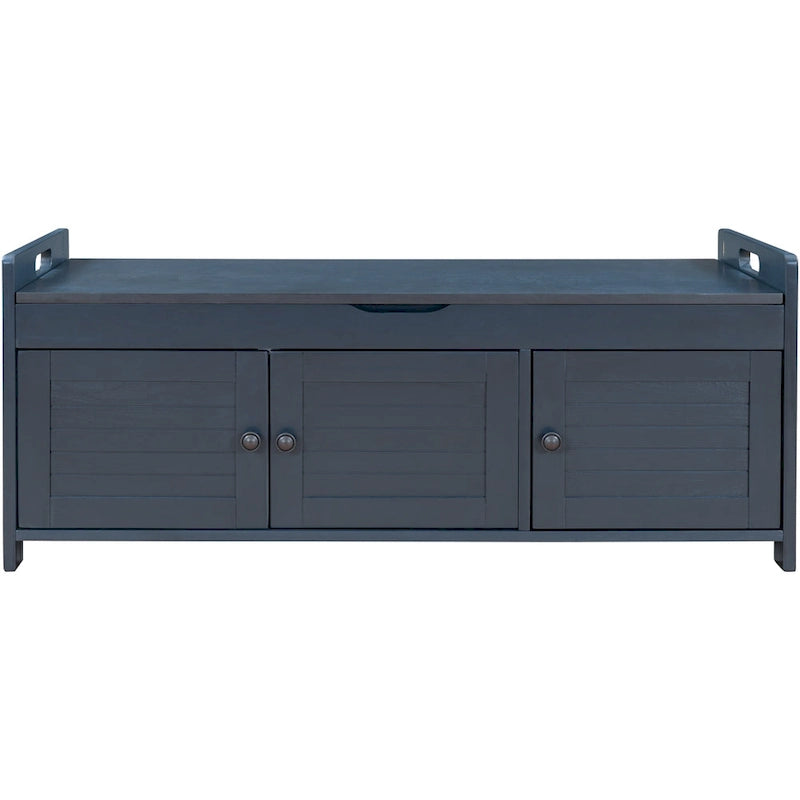Storage Bench with 3 Shutter-shaped Doors