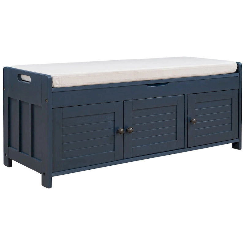 Storage Bench with 3 Shutter-shaped Doors