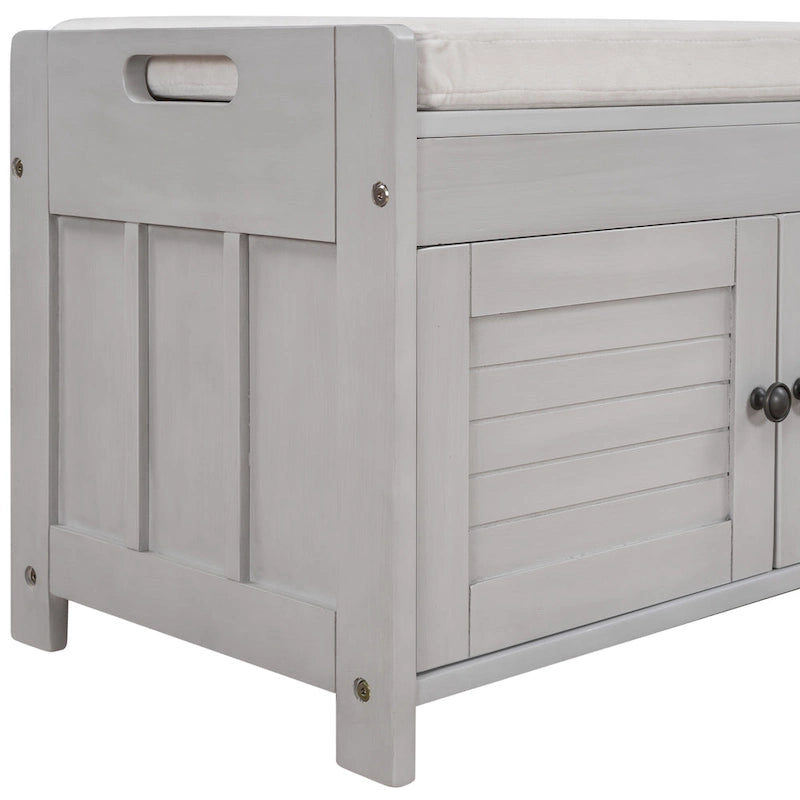 Storage Bench with 3 Shutter-shaped Doors