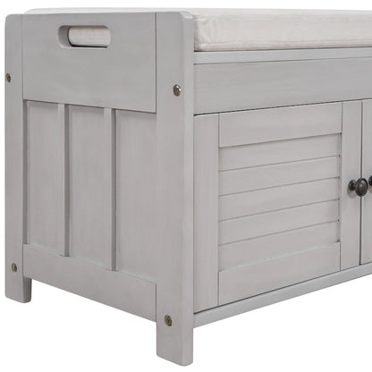 Storage Bench with 3 Shutter-shaped Doors