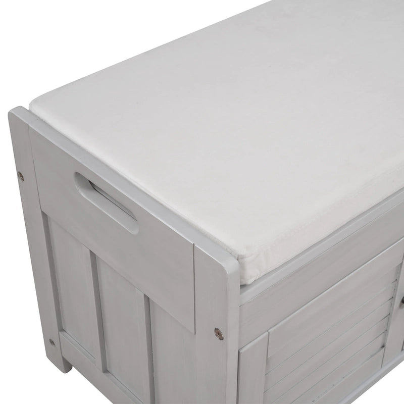 Storage Bench with 3 Shutter-shaped Doors