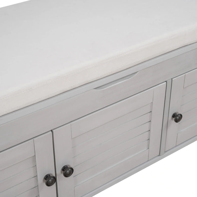 Storage Bench with 3 Shutter-shaped Doors