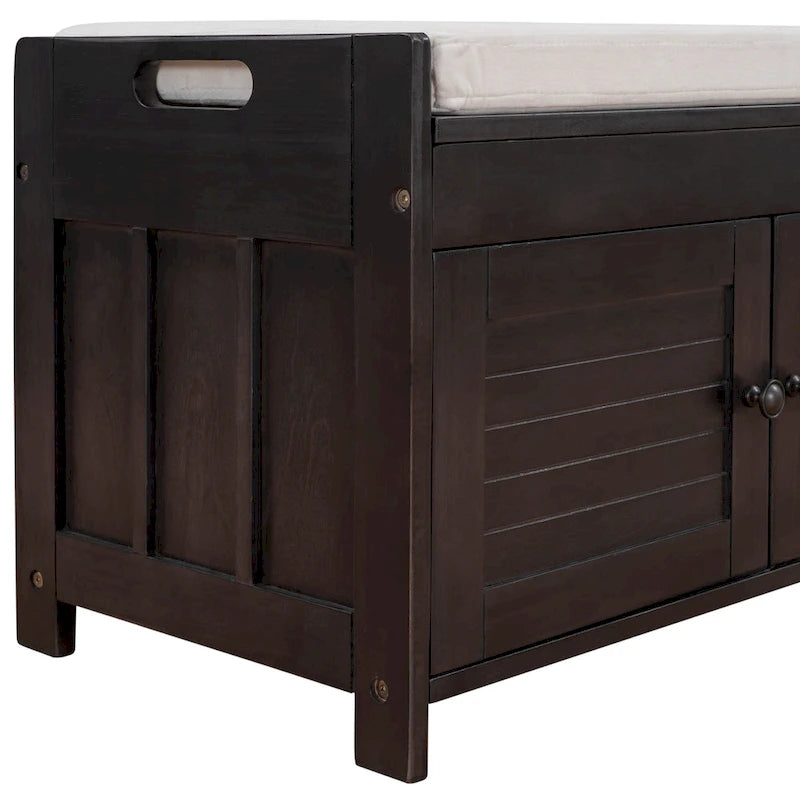 Storage Bench with 3 Shutter-shaped Doors