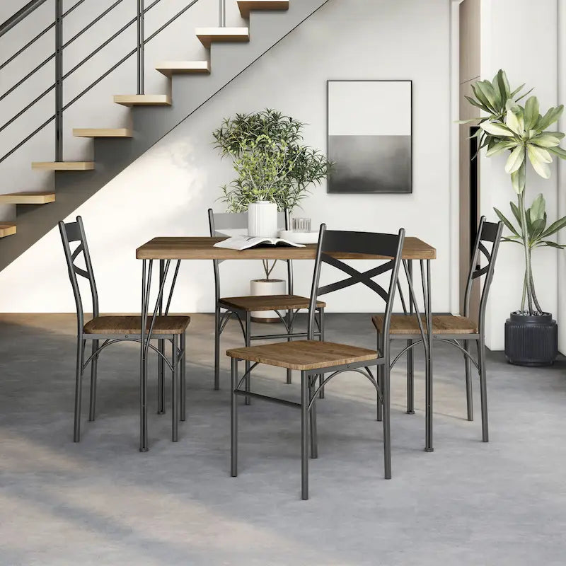 DH BASIC Small Space 4-Person Dining Set by Denhour