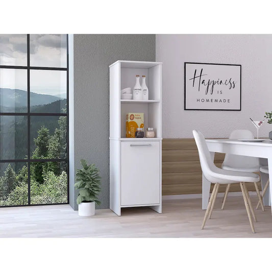 FM Furniture Danforth Pantry Cabinet, Single Door Cabinet, Four Shelves