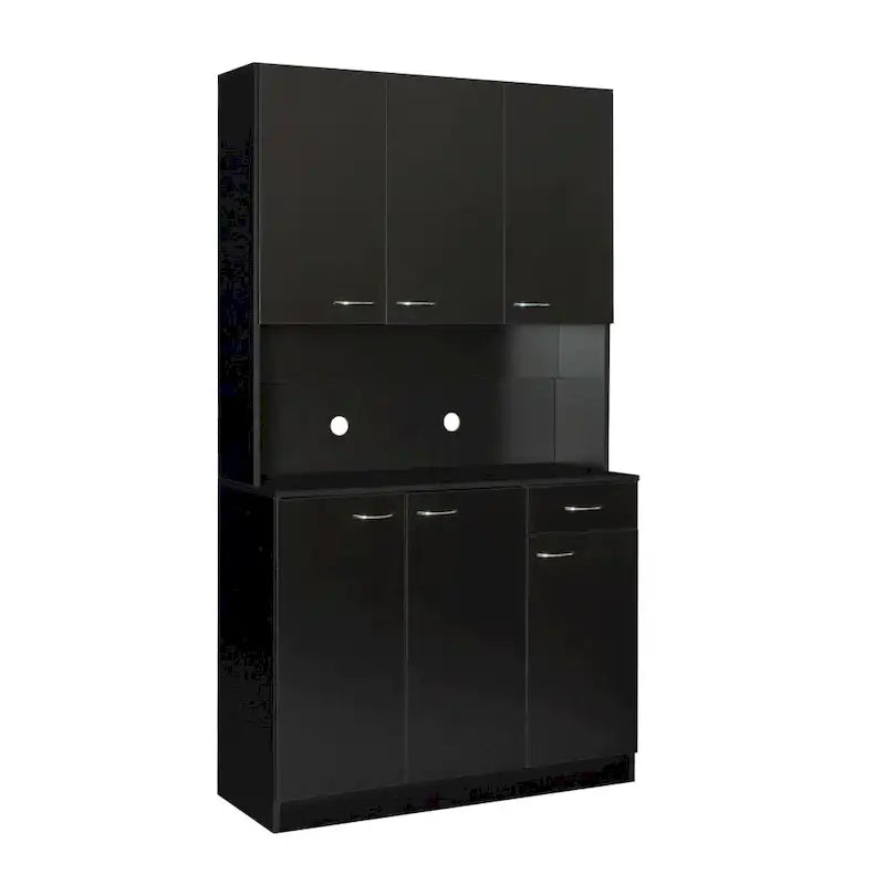 70.87 Tall Wardrobe& Kitchen Cabinet, with 6-Doors, 1-Open Shelves and 1-Drawer for bedroom,Walnut