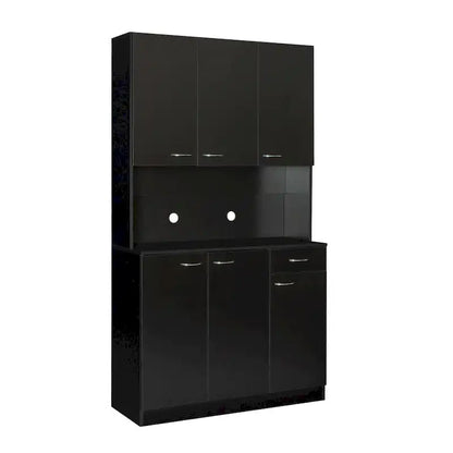 70.87 Tall Wardrobe& Kitchen Cabinet, with 6-Doors, 1-Open Shelves and 1-Drawer for bedroom,Walnut