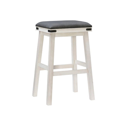 Spenser Rustic Backless Barstool with Faux Leather Seat