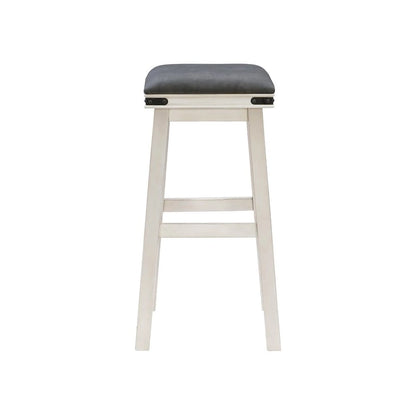 Spenser Rustic Backless Barstool with Faux Leather Seat