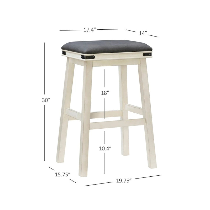 Spenser Rustic Backless Barstool with Faux Leather Seat