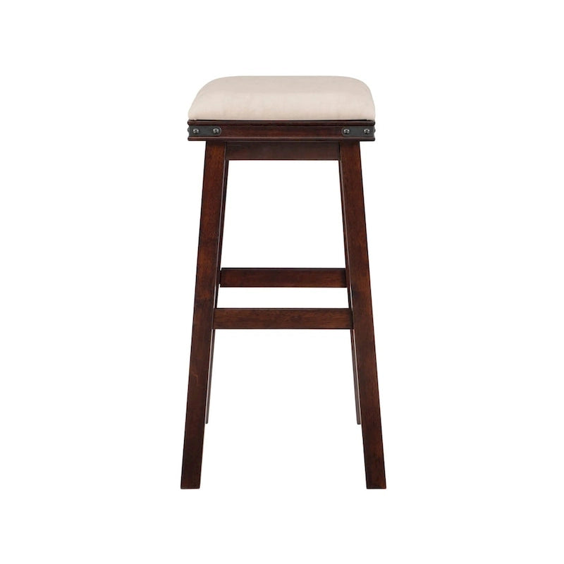 Spenser Rustic Backless Barstool with Faux Leather Seat