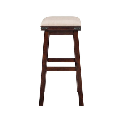 Spenser Rustic Backless Barstool with Faux Leather Seat