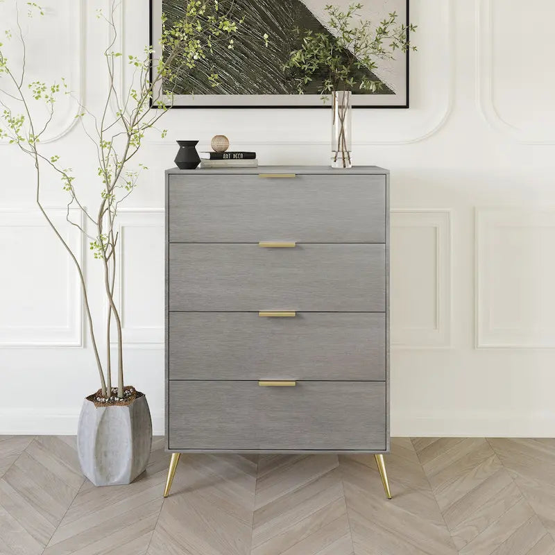 Contemporary 4-Drawers Wooden Chest