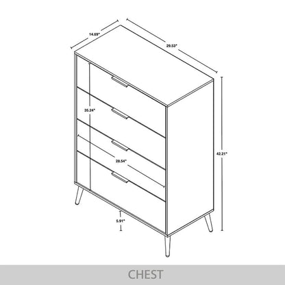 Contemporary 4-Drawers Wooden Chest