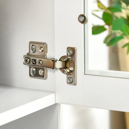 HOMCOM Modern Kitchen Pantry with Buffet Cabinet, Cupboard with Framed Glass Doors and Shelves, White