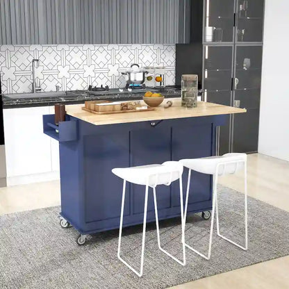 52.7 Inch Width Rolling Mobile Kitchen Island with Locking Wheels