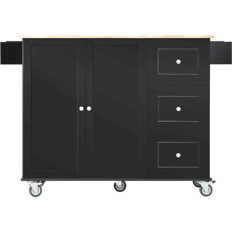52.7 Inch Width Rolling Mobile Kitchen Island with Locking Wheels