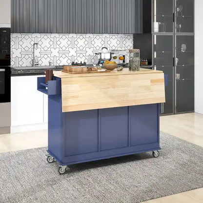52.7 Inch Width Rolling Mobile Kitchen Island with Locking Wheels