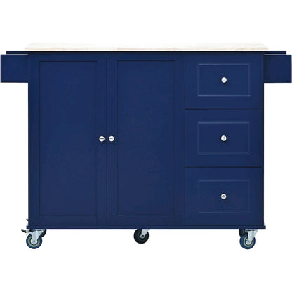 52.7 Inch Width Rolling Mobile Kitchen Island with Locking Wheels