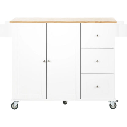 52.7 Inch Width Rolling Mobile Kitchen Island with Locking Wheels