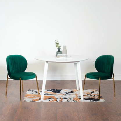 Roundhill Furniture Amoa Contemporary 3-Piece Dining Set, White Round Table and 2 Chairs