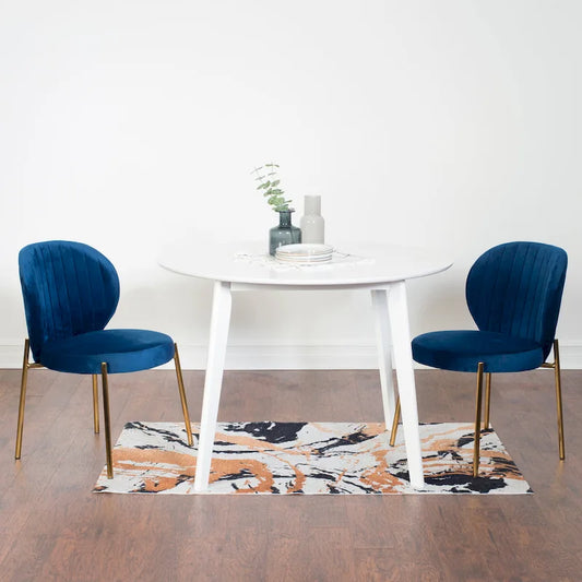 Roundhill Furniture Amoa Contemporary 3-Piece Dining Set, White Round Table and 2 Chairs