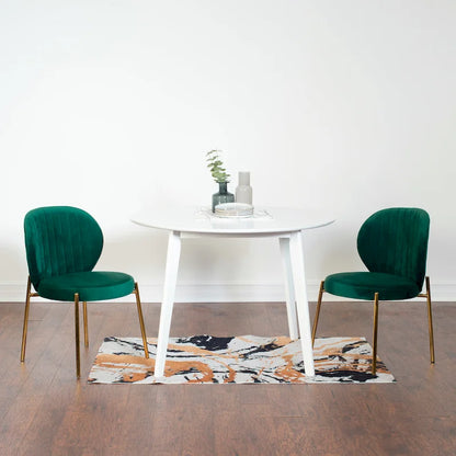 Roundhill Furniture Amoa Contemporary 3-Piece Dining Set, White Round Table and 2 Chairs