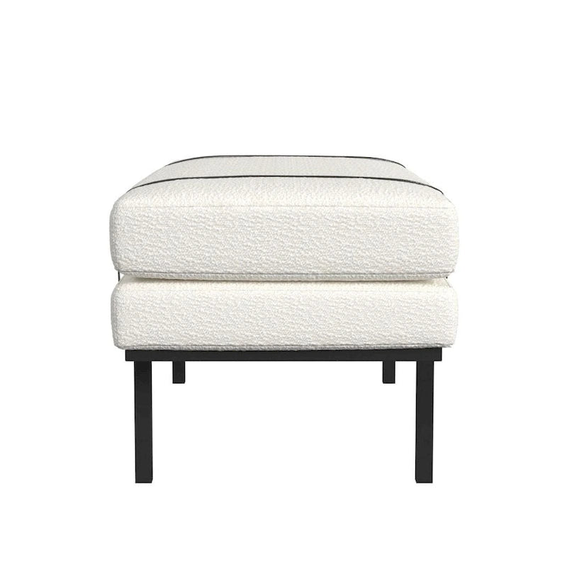 Upholstered Bench with Metal Base - Cream Boucle
