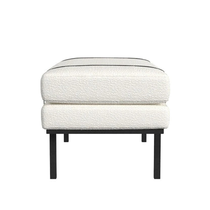 Upholstered Bench with Metal Base - Cream Boucle