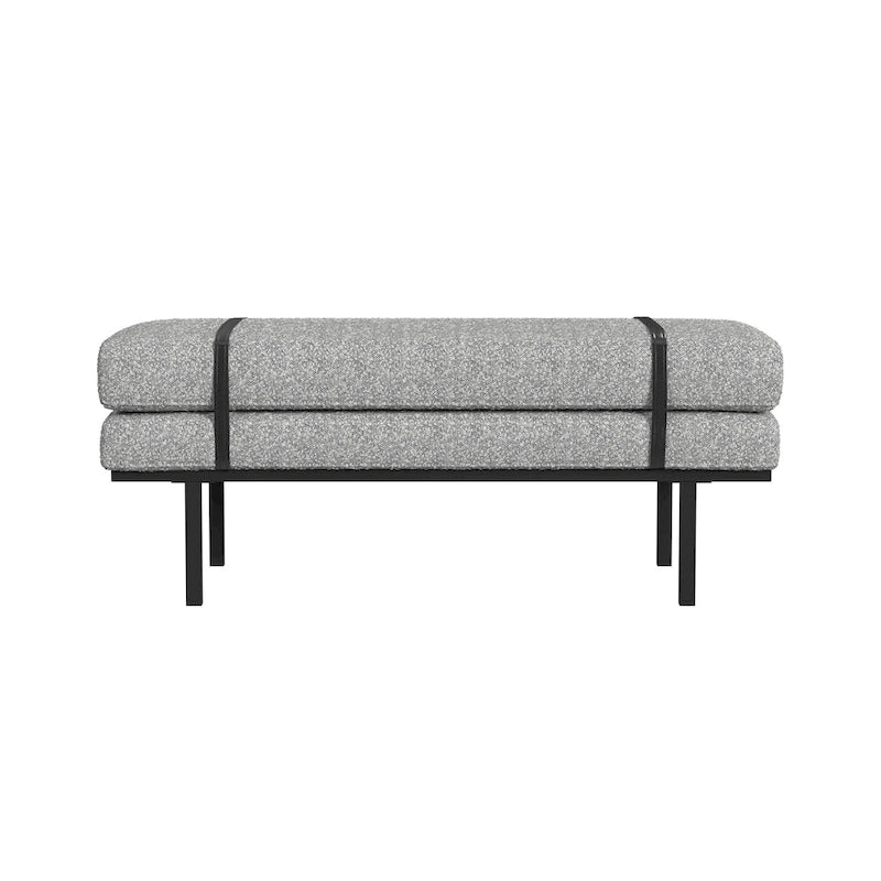 Upholstered Bench with Metal Base - Cream Boucle