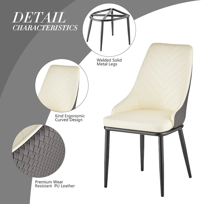 Faux Leather Upholstered Dining Chairs, Set of 4 - 18.1W x 21.3W x 36.6H