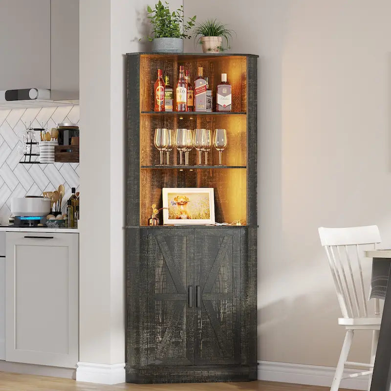 66 Tall Corner Cabinet With Led Light