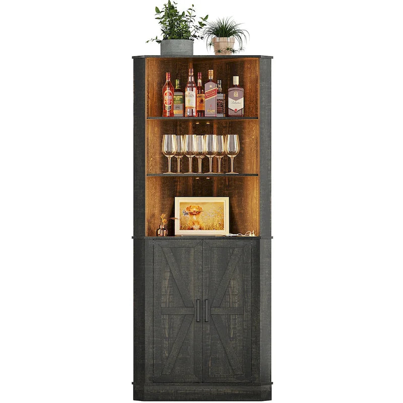 66 Tall Corner Cabinet With Led Light