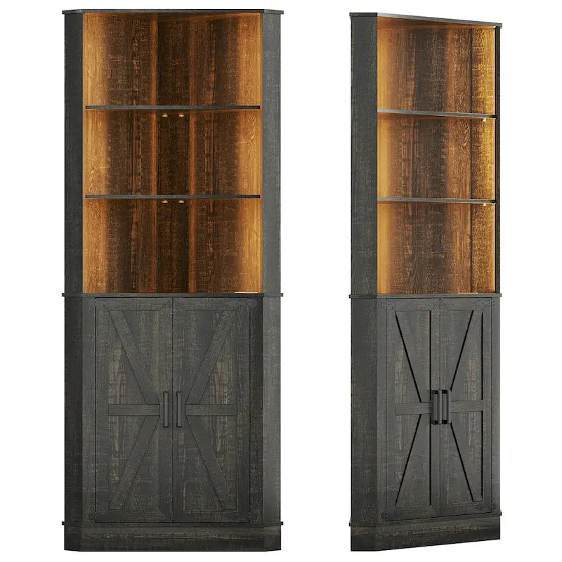 66 Tall Corner Cabinet With Led Light