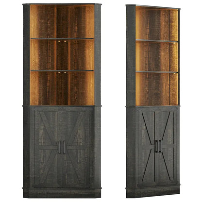 66 Tall Corner Cabinet With Led Light