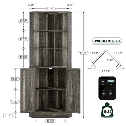 66 Tall Corner Cabinet With Led Light