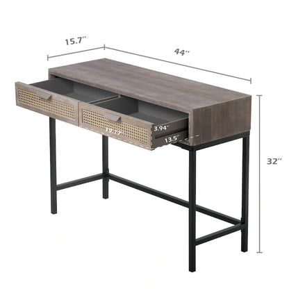 COZAYH 44 Woven Front Modern Farmhouse Console Table Sofa