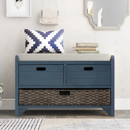 Nestfair Storage Bench Entryway Bench with Removable Basket and 2 Drawers