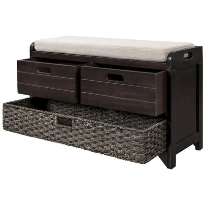 Nestfair Storage Bench Entryway Bench with Removable Basket and 2 Drawers