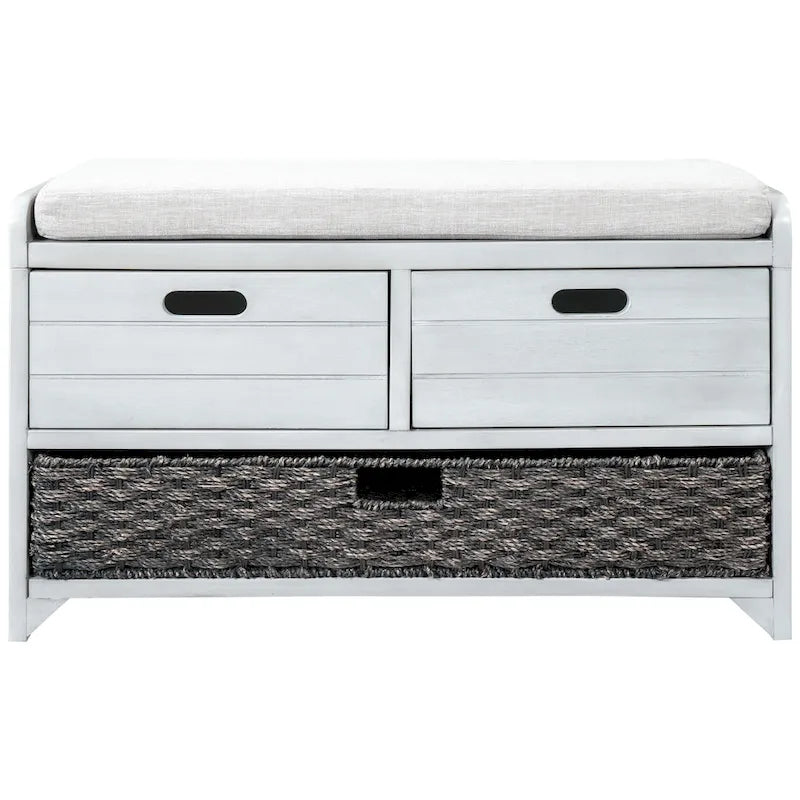 Nestfair Storage Bench Entryway Bench with Removable Basket and 2 Drawers