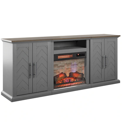 TV Stand for TVs up to 80 with Electric Fireplace and USB Charging Ports