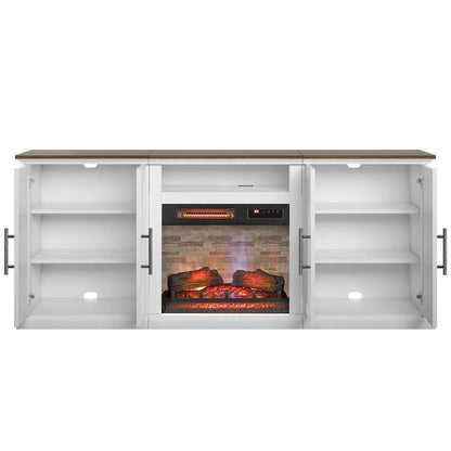TV Stand for TVs up to 80 with Electric Fireplace and USB Charging Ports