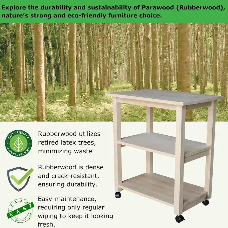 Porch & Den Estelle Solid Wood Microwave Kitchen Cart
