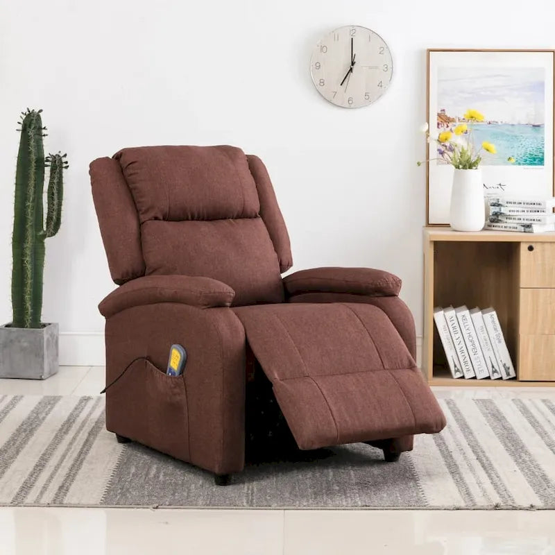 Massage Chair Brown Fabric - 71 x 92 x 96 cm