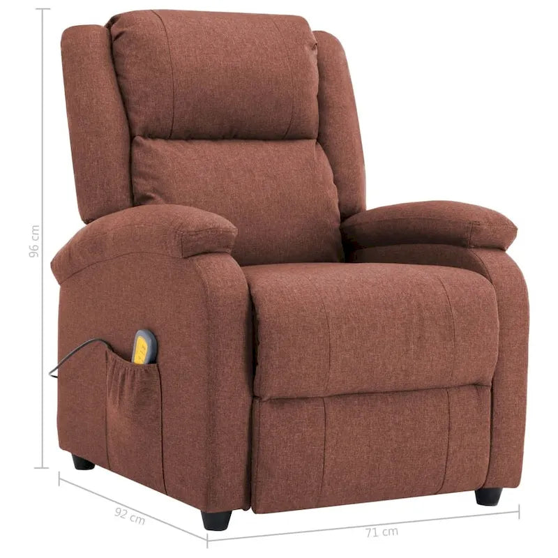 Massage Chair Brown Fabric - 71 x 92 x 96 cm