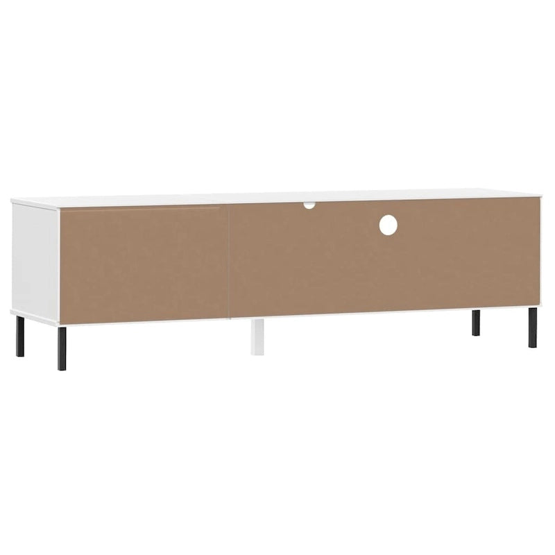 TV Stand TV Console with Metal Legs Solid Wood Pine OSLO - 62.2 x 15.7 x 18.3